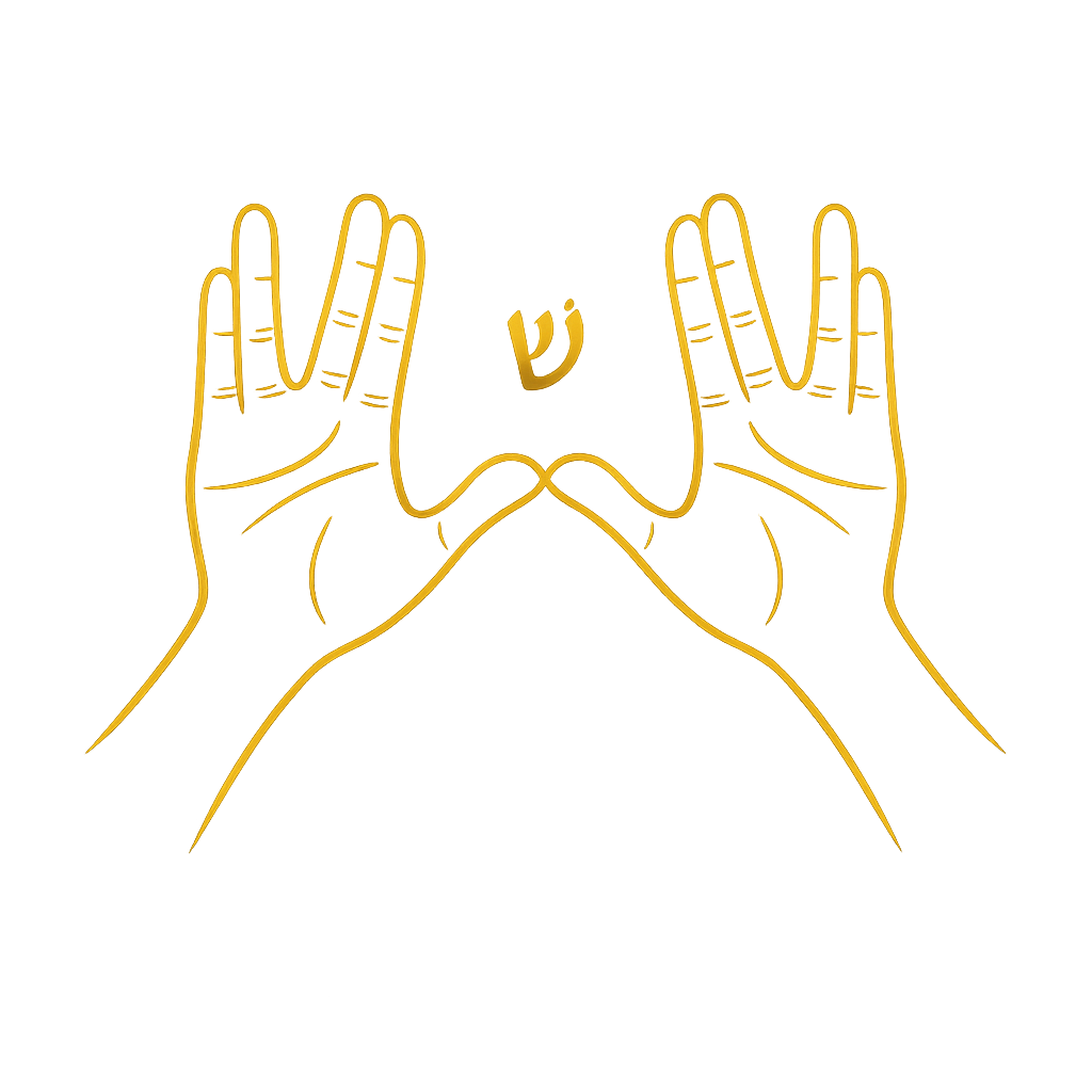 Priestly blessing hands with the letter Shin