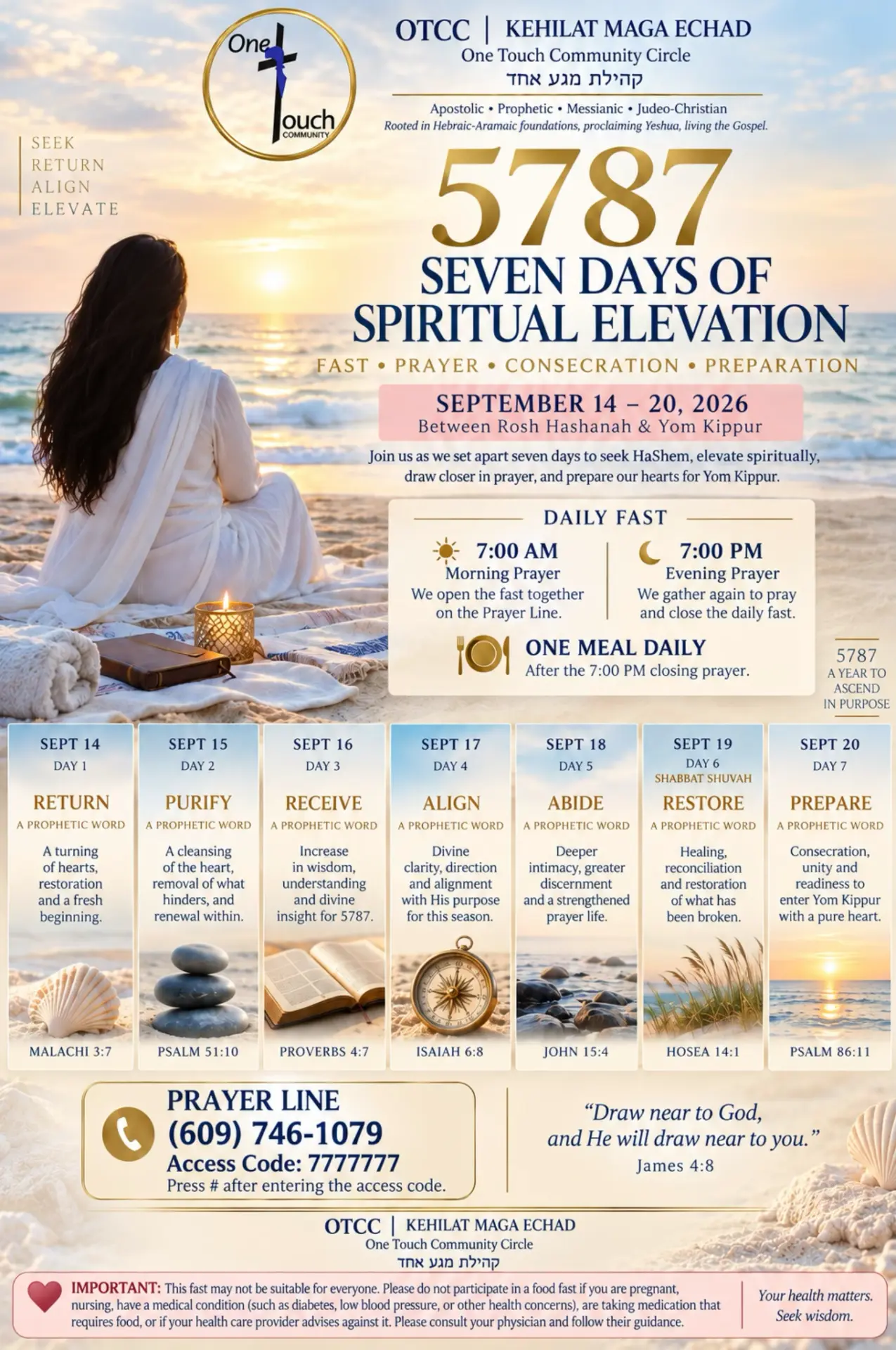 Seven Days of Spiritual Elevation fast, prayer, consecration, and preparation, September 14 through 20, 2026